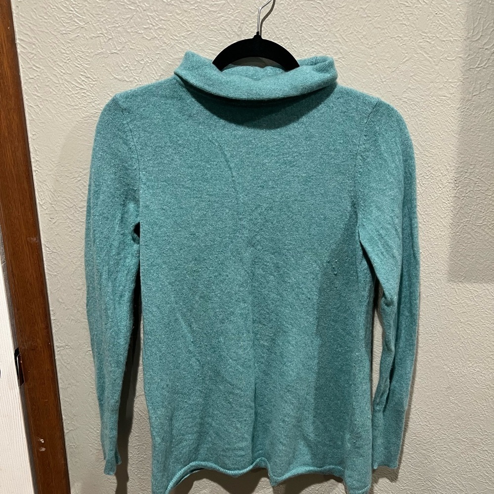 Talbots Teal Cowl Neck Sweater Pure Cashmere Warm Cozy Classic